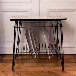 Table porte et rangement vinyles vintage