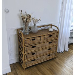 Commode en rotin et osier