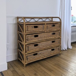 Commode en rotin et osier