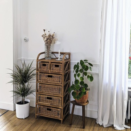 Chiffonnier en rotin et osier
