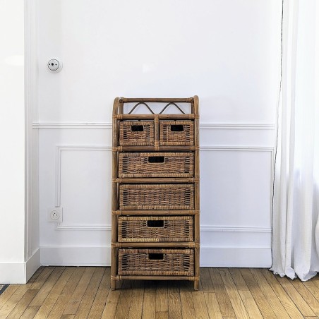 Chiffonnier en rotin et osier