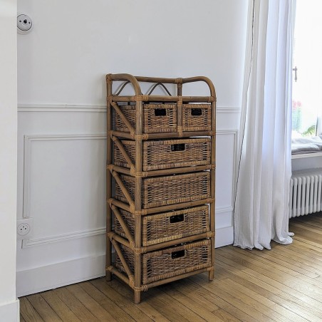 Chiffonnier en rotin et osier