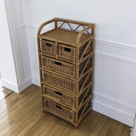 Chiffonnier en rotin et osier