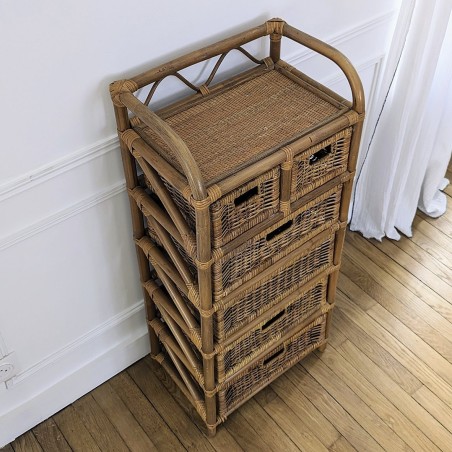 Chiffonnier en rotin et osier