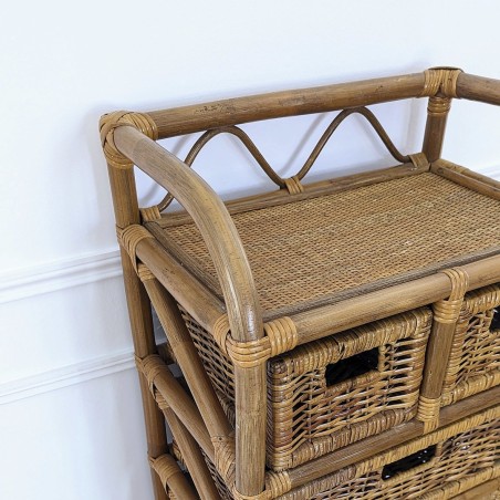 Chiffonnier en rotin et osier