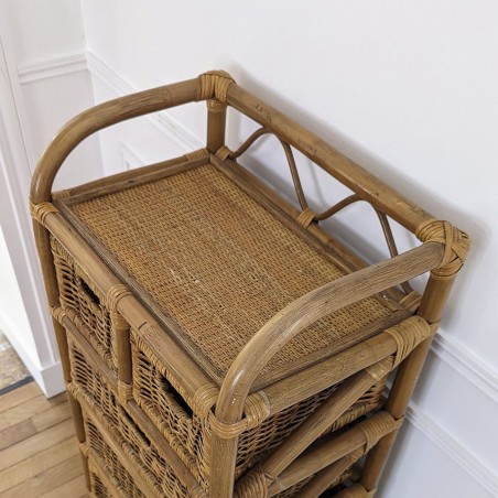 Chiffonnier en rotin et osier