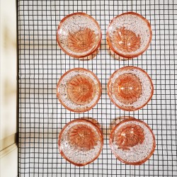 Coupes à fruits,en verre rose